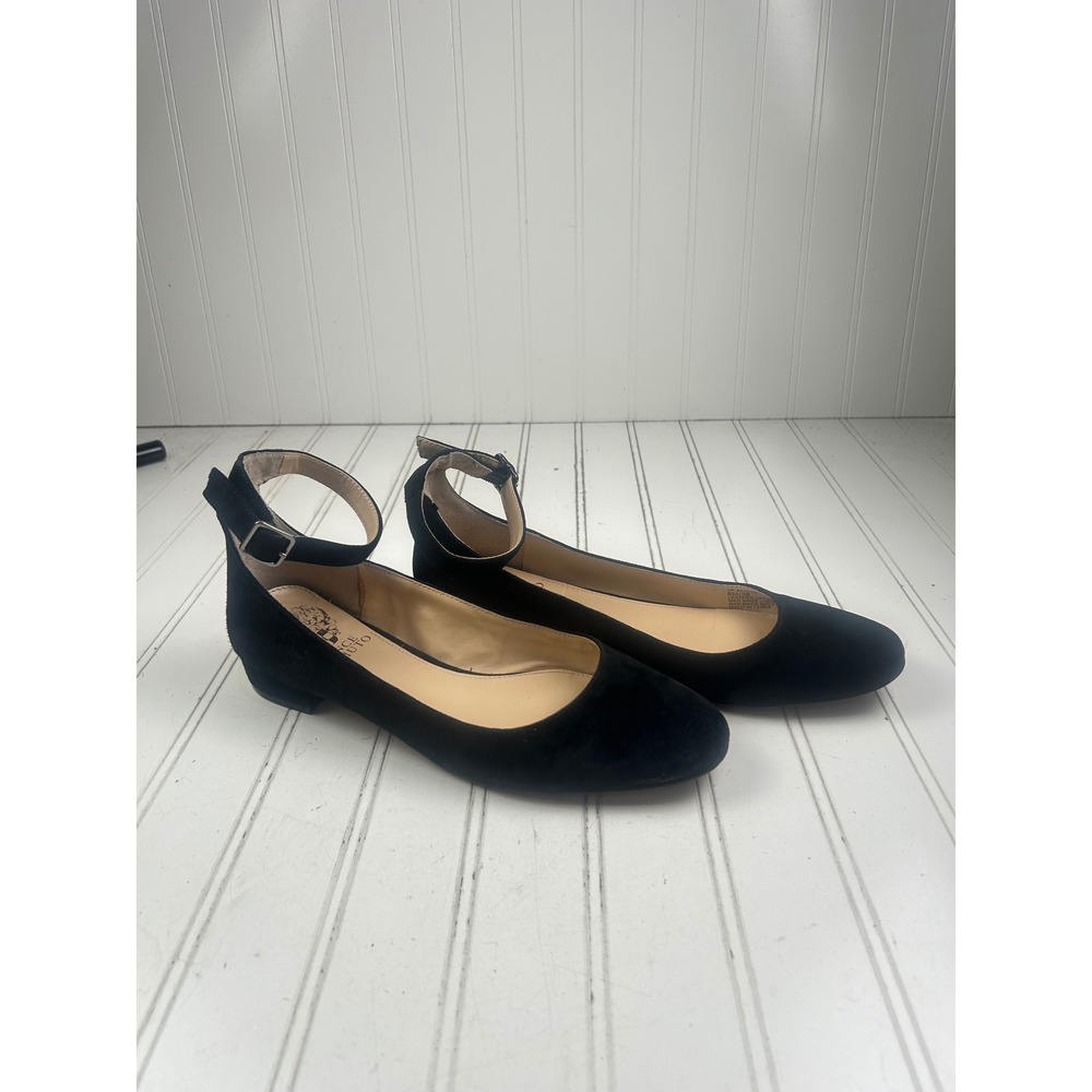 Vince Camuto Attera Black Suede Ankle Strap Ballet Work Flats Women's Size 8M - Picture 9 of 10